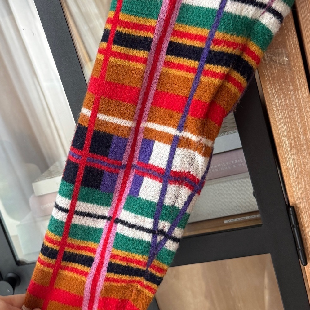 Anthropologie Moth Williston Plaid cardigan colorful knit tie waist coat sweater - Picture 10 of 12